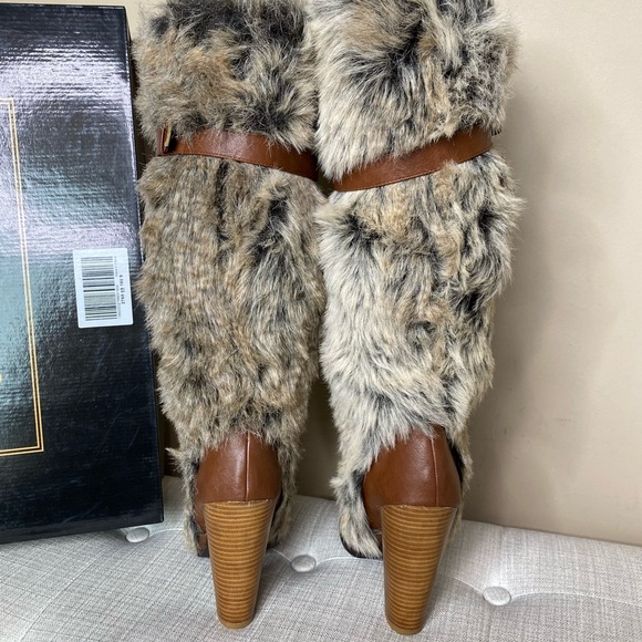 Colin Stuart Cognac Fur Knee High Boots - Picture 3 of 14